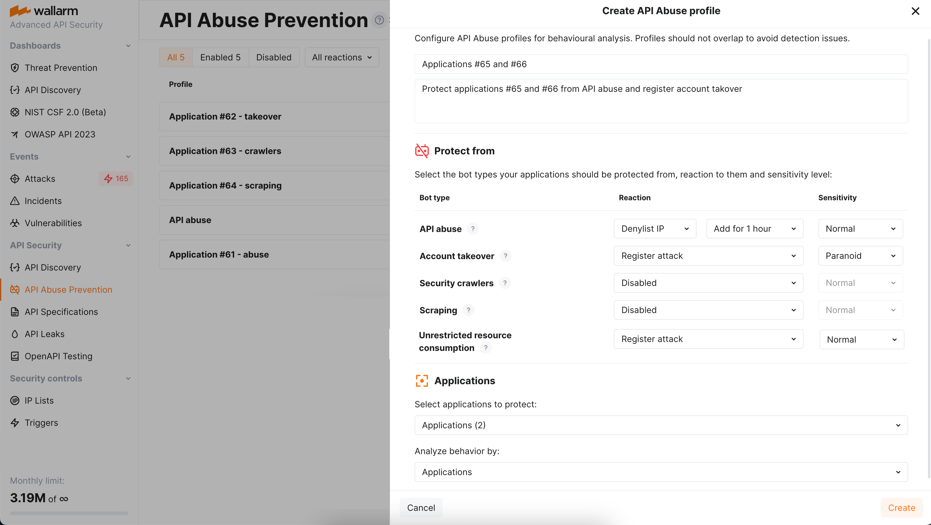 API Abuse prevention profile