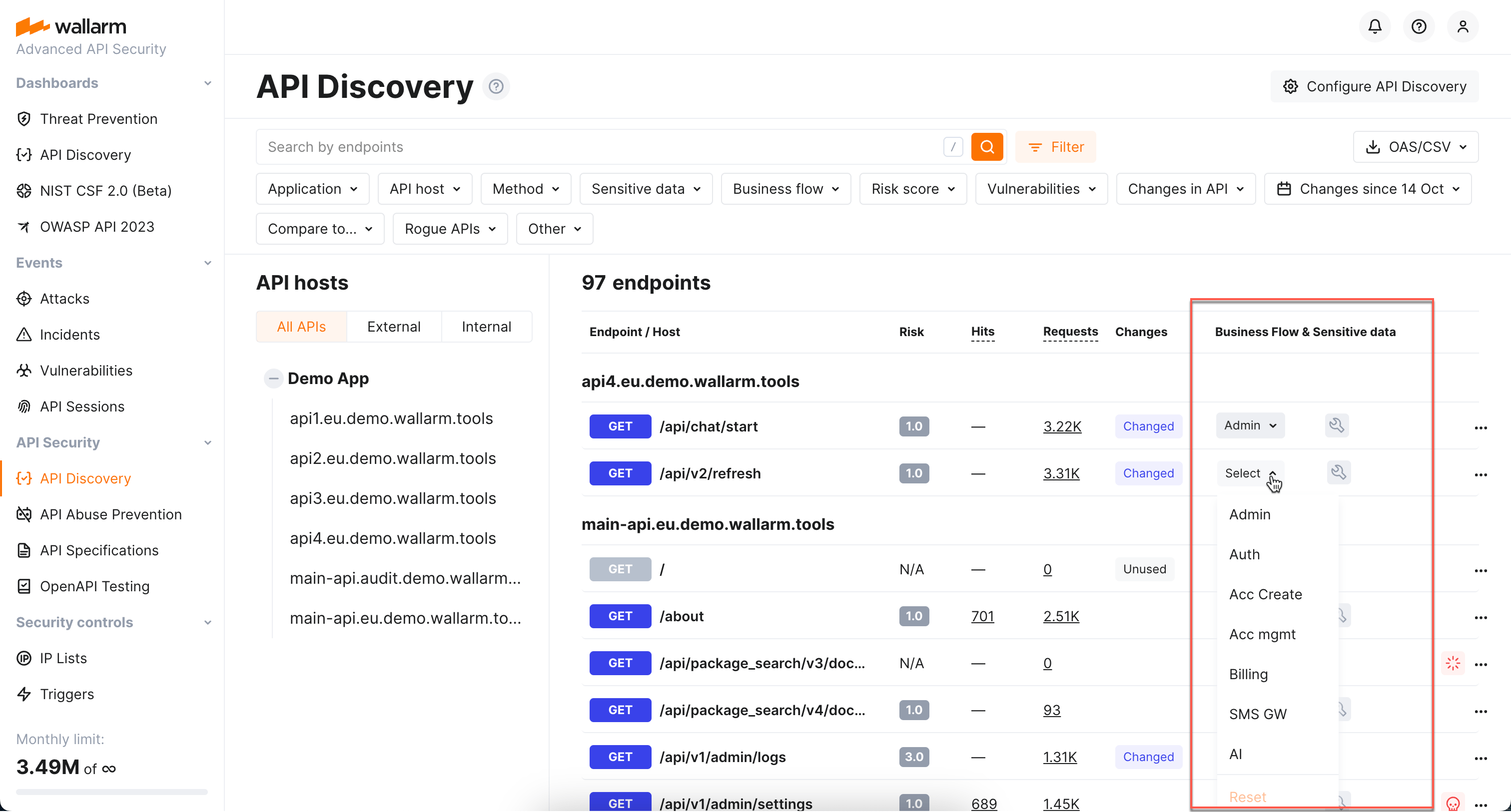 API Discovery - Sensitive business flows