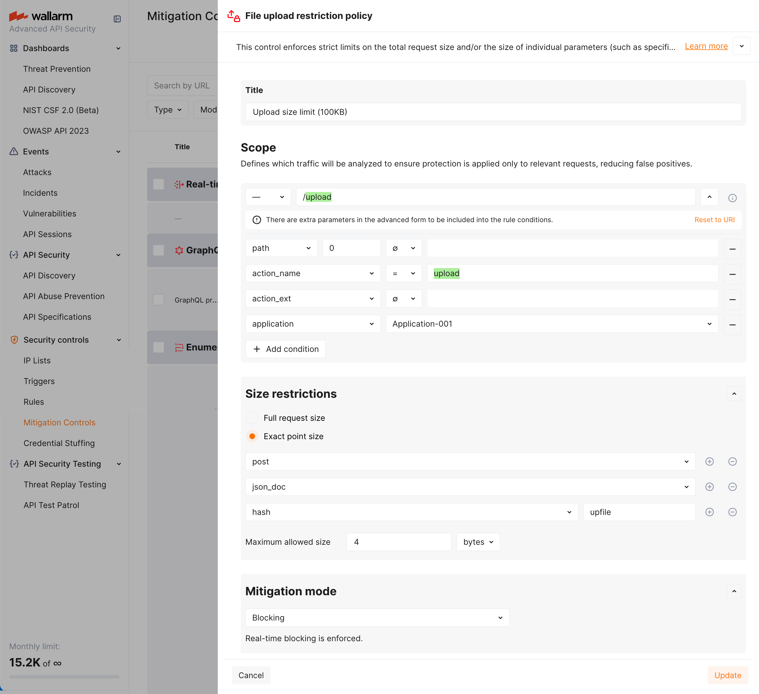 File upload restriction MC - example