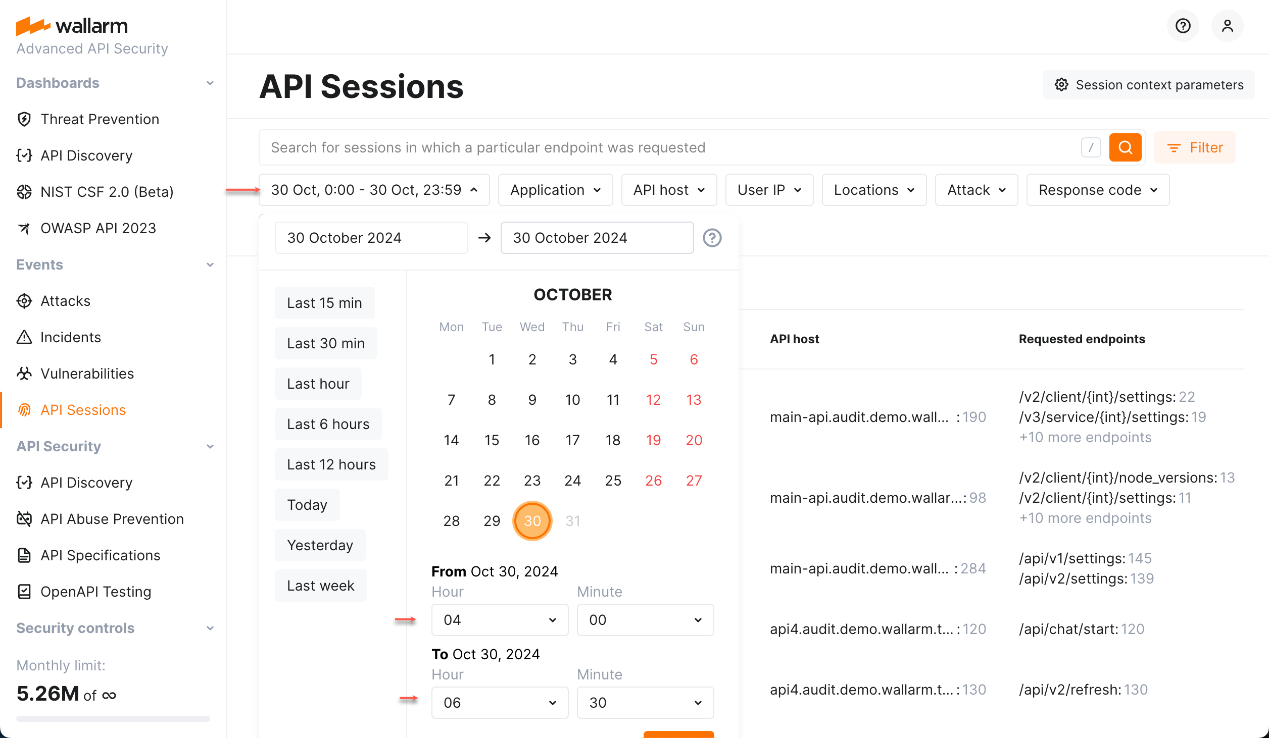 !API Sessions - activities within specific time