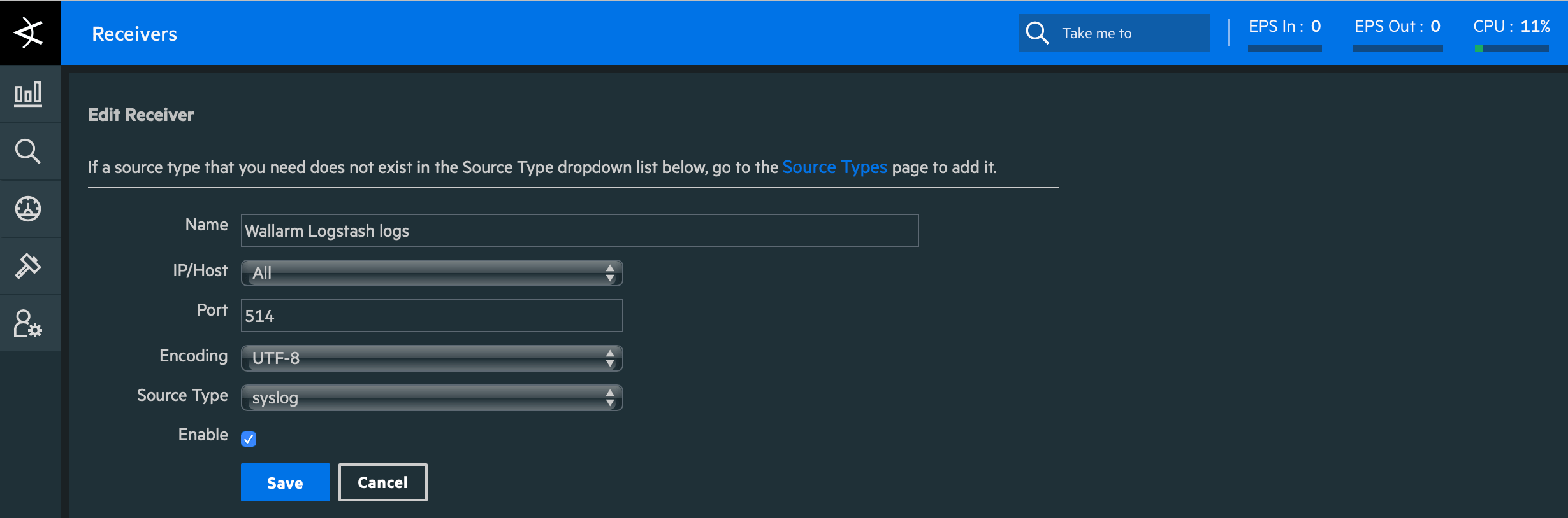 Configuration of receiver in ArcSight Logger